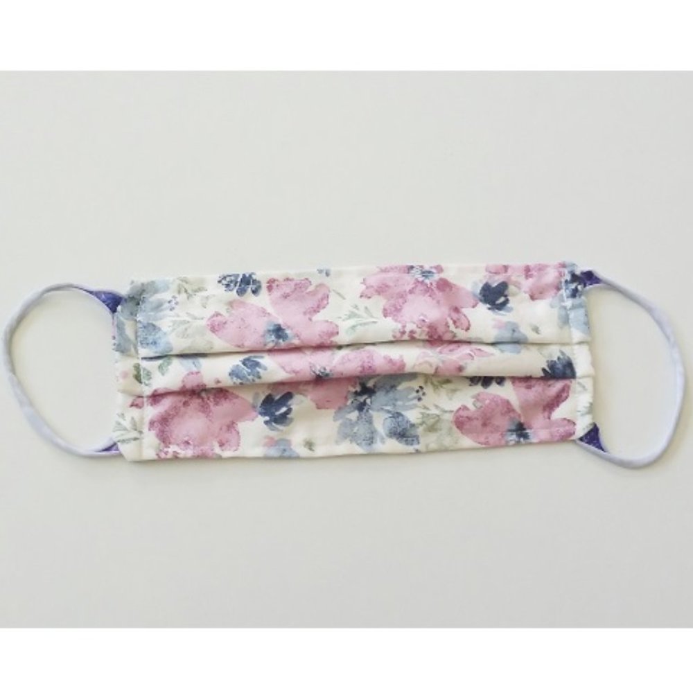 100% Cotton Pink and Blue Floral Women's Face Mask